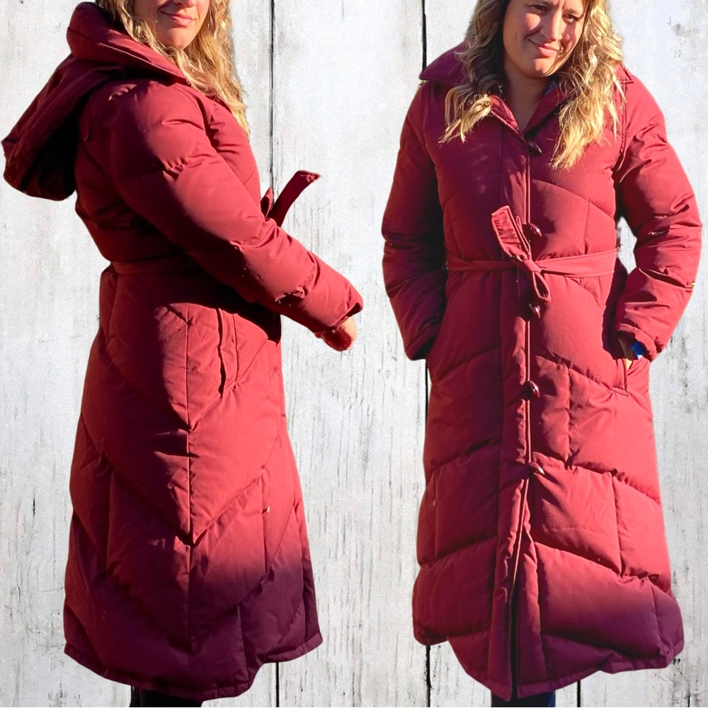 🎉HP🎉 Vintage Maroon REI Women's Goose Down Quilted Hooded Parka Jacket